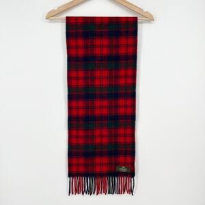 Lochcarron of Scotland Lambswool Neck Scarf Red Blue Green Tartan Fringe Unisex